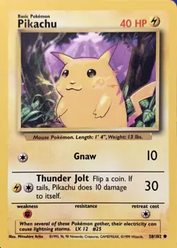 PIKACHU - Base Set - 58/102 - Pokemon Card - Unlimited Edition LP - Image 1