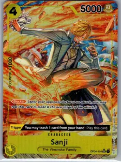 Sanji (Alt Art) OP04-104 English Kingdoms of Intrigue - One Piece Card - NM - Image 1