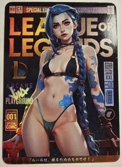 Jinx Arcane League Of Legends Anime Sexy Waifu Comic Card - Image 1