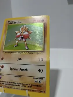 Hitmonchan Pokemon Base Set 1999 Unlimited Holo Card 7/102 - HP - Image 3