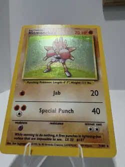 Hitmonchan Pokemon Base Set 1999 Unlimited Holo Card 7/102 - HP - Image 5