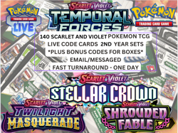 140 Pokemon TCG Live Code Cards Temporal Forces Stellar Crown Twilight Masquerad - Image 1