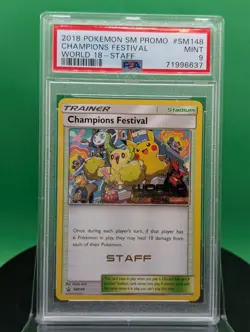 PSA 9 2018 Champions Festival STAFF Stamp SM148 World Championships Pokemon 148 - Image 2
