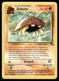 Pokemon Cards Kabuto 50/62 UNLIMITED Fossil WOTC Common NM - Image 1