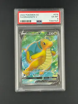 DRAGONITE #076 FULL ART ULTRA RARE 2022 POKEMON GO PSA 6 - Image 1
