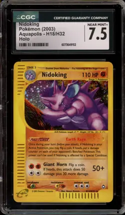 Pokemon Nidoking Aquapolis Holo Rare #H18 CGC 7.5 - Image 1