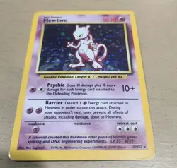 Holo Mewtwo 10/102 Rare Base Set WOTC Pokemon TCG MP 1999 - Image 2