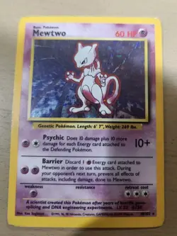 Holo Mewtwo 10/102 Rare Base Set WOTC Pokemon TCG MP 1999 - Image 3
