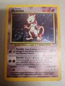 Holo Mewtwo 10/102 Rare Base Set WOTC Pokemon TCG MP 1999 - Image 4