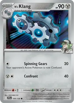 Pokemon N's Klang - 104/159 - Common - Reverse Holo NM-Mint Journey Together - Image 1