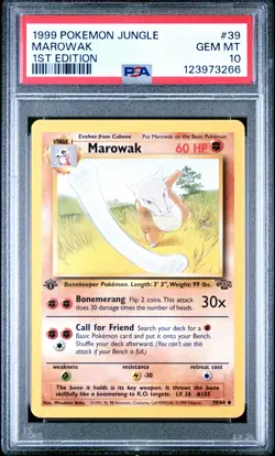 1999 POKEMON JUNGLE 1ST ED #39 MAROWAK PSA 10 - Image 1