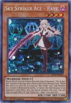 Yugioh! LP Sky Striker Ace - Raye - MP19-EN259 - Prismatic Secret Rare - 1st Edi - Image 1