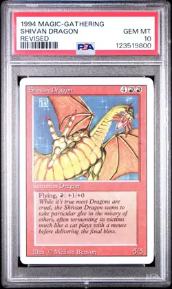 1994 MTG Magic SHIVAN DRAGON, Revised Edition, PSA 10 Gem Mint! LOW POP (43) - Image 1