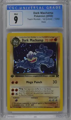 Dark Machamp Pokemon 2000 Team Rocket 1st Edition 10/82 Holo CGC 9 Mint - Image 1