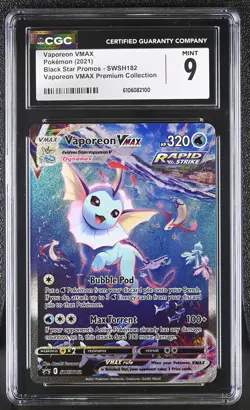 Vaporeon Vmax SWSH182 Premium Collection Black Star Promos Pokemon CGC 9 Mint - Image 1