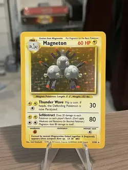 Pokemon TCG Base Set Magneton 9/102 Holo Rare Unlimited LP - Image 1