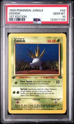 1999 POKEMON JUNGLE 1ST ED #58 ODDISH PSA 10 - Image 1