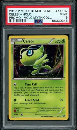 2017 Pokemon XY Celebi Holo Black Star Promo Volcanion Mythical XY187 PSA 9 MINT - Image 1