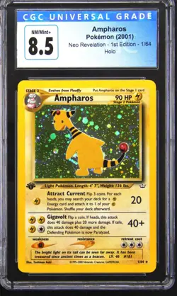 2001 POKEMON NEO REVELATION 1ST ED AMPHAROS CGC 8.5 - Image 1
