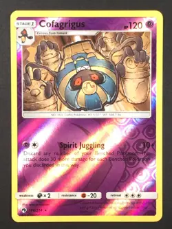 Pokemon TCG Cofagrigus 100/214 SM Lost Thunder Reverse Holo Rare LP - Image 1