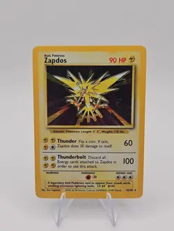 Pokemon Zapdos Base Set 16/102 Holo Card English 1999 LP - Image 1
