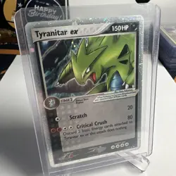 Pokemon TCG Tyranitar EX 17/17 Pop Series 1 Ultra Rare Holo Card #17/17 Creased* - Image 1
