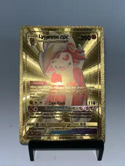 Lycanroc GX Metal Gold Foil Pokemon Card Fan Art Card HP200 - Image 2