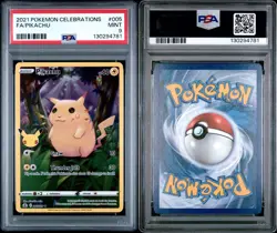 2021 Pokemon SWSH Celebrations Pikachu Full Art Rare Holo Card #005/025 PSA 9 - Image 1