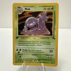 Pokemon Muk Fossil Holo Rare Card 13/62 First Edition WOTC 1999 Vintage - Image 1