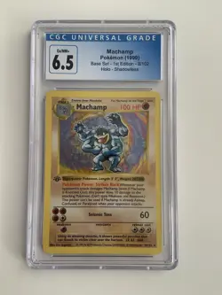 Machamp 8/102 Holo Shadowless 1st Edition Base Set CGC 6.5 Pokemon 1999 - Image 1