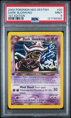 2002 POKEMON NEO DESTINY 1ST ED #20 DARK SLOWKING PSA 9 - Image 1