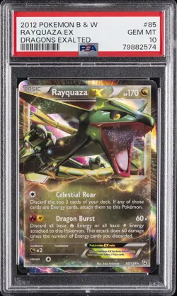 2012 POKEMON B&W DRAGONS EXALTED #85 RAYQUAZA EX PSA 10 - Image 1