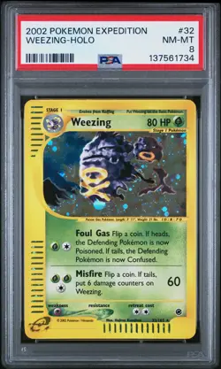 2002 Pokemon Expedition #32 Weezing Holo PSA 8 NM-MT - Image 1