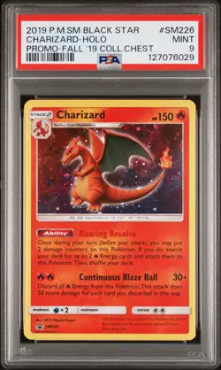 2019 POKEMON SM BLACK STAR PROMO FALL 2019 COLLECTOR CHEST CHARIZARD-HOLO PSA 9 - Image 1