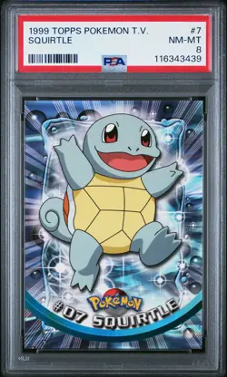 1999 TOPPS POKEMON TV #7 SQUIRTLE PSA 8 - Image 1