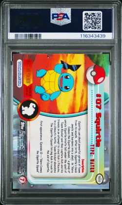1999 TOPPS POKEMON TV #7 SQUIRTLE PSA 8 - Image 2
