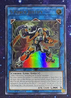 Yu-Gi-Oh! TCG, S-force Justify, Blazing Vortex BLVO-EN048 Ultra Rare 1st Ed. - Image 1