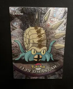 Topps Chrome Pokemon TCG TV Animation Edition Card 139 Omastar Rare Holo LP+/NM - Image 3