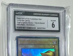 Yugioh Exodia The Forbidden One Right Arm Holo CGC Grade 6 Not PSA Card - Image 2
