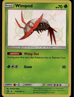 Wimpod Shiny Holo Rare Hidden Fates: Shiny Vault SV4/SV94 Grass Pokemon Card - Image 1