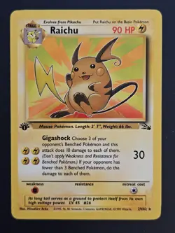 Raichu 29/62 Fossil 1st Edition Non Holo Rare Pokemon Card - Image 1