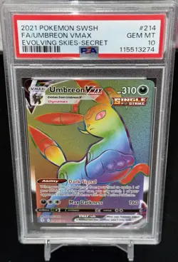 2021 Pokemon Sword & Shield Evolving Skies Fa Secret Umbreon Vmax #214 PSA 10 - Image 1