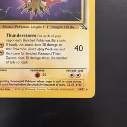 Pokemon Vintage First Edition Zapdos 30/62 Fossil 1999 - Image 4