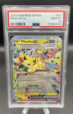 Pokemon Pikachu TCG EX 57/191 Sv8: Surging Sparks Holo Double Rare PSA 10 Gem - Image 2