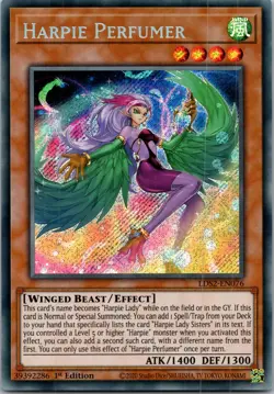 Yugioh Harpie Perfumer LDS2-EN076 1st Edition Secret Rare NM - Image 1