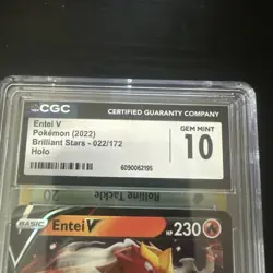 Entei v 022/172 Brilliant Stars Holo Rare Pokemon Card CGC 10 Gem Mint - Image 3