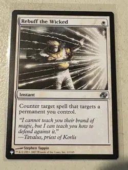 mtg Rebuff the Wicked, the List, white instant counterspell, unplayed - Image 1