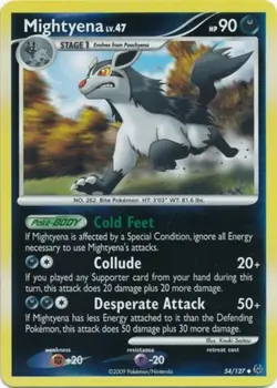 1x Mightyena - 54/127 - Uncommon - Reverse Holo NM-Mint Pokemon Platinum - Image 1