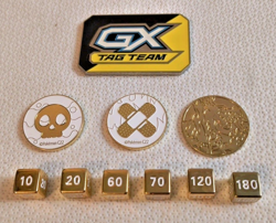 Pokemon TCG Gold Metal Damage Dice 10-180 Set + Poison/Burn/GX/Flip Coin LOT NM! - Image 1