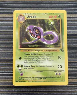 1999 Pokemon Arbok WOTC Fossil Unlimited 31/62, 60 HP. Never Played. Near Mint. - Image 1